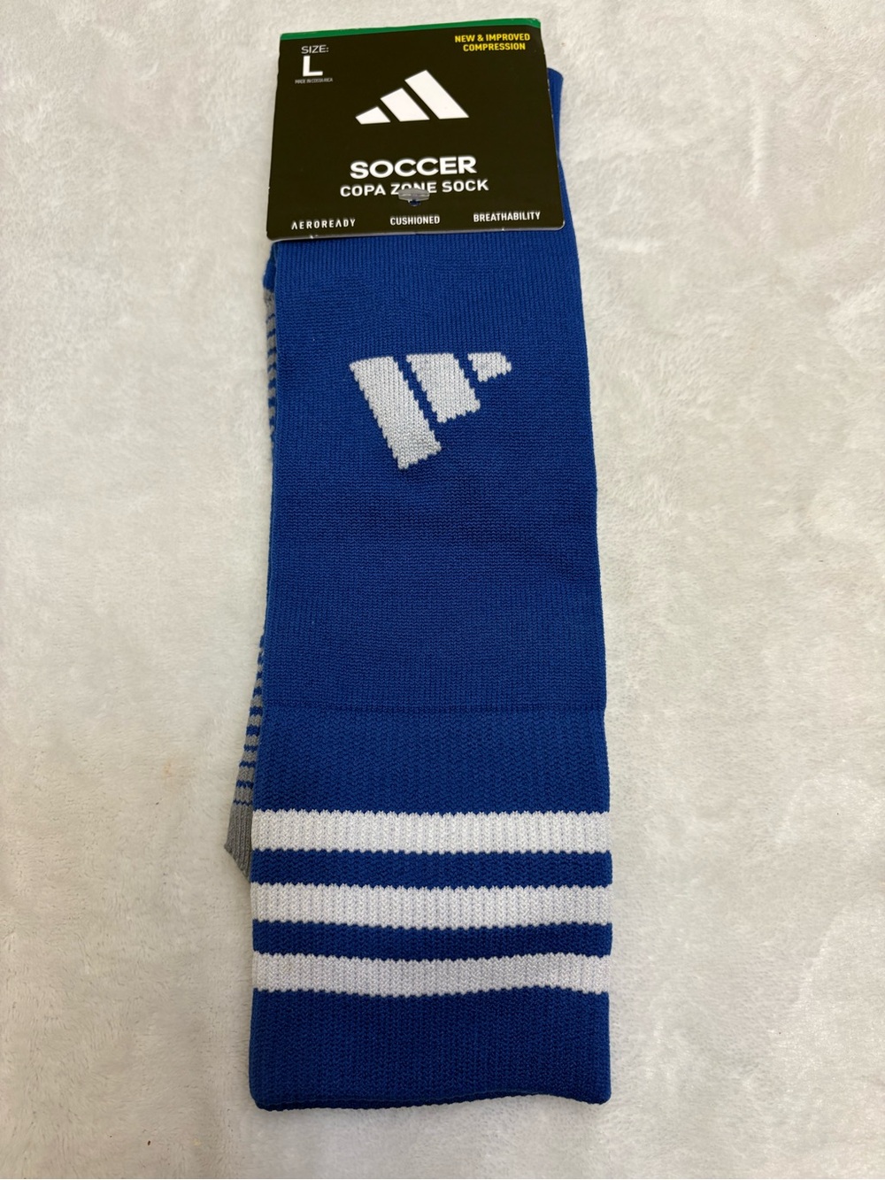 NWT Adidas Men's Blue Soccer Copa Zone Socks Sz :Large